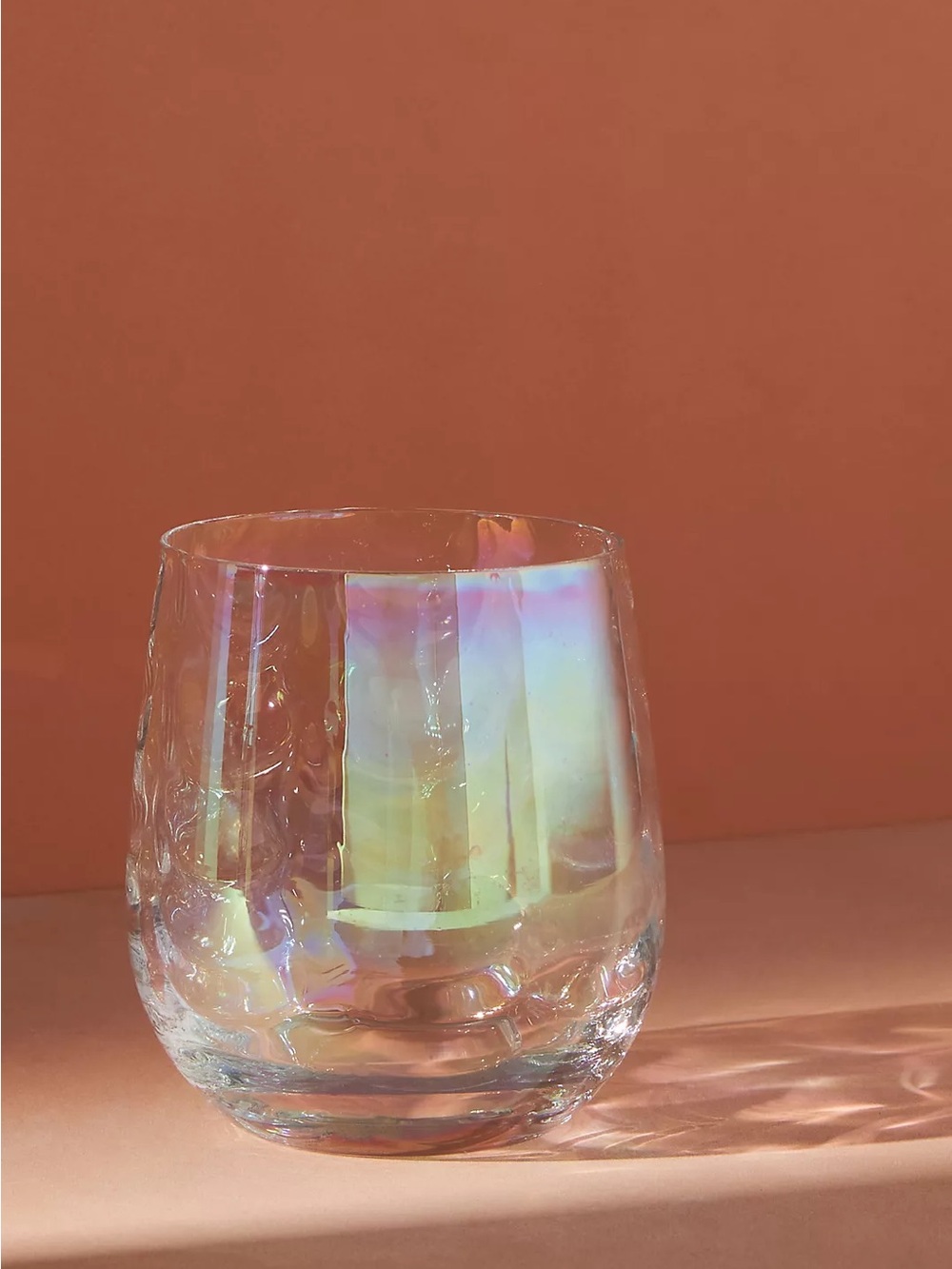 Anthropologie Iridescent Stemless Wine Glasses, Set of 4